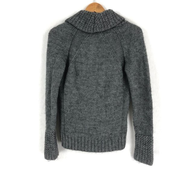 LOFT Women's Size X-Small Grey Alpaca Wool Blend Shawl Collar Knit Sweater - Picture 2 of 6